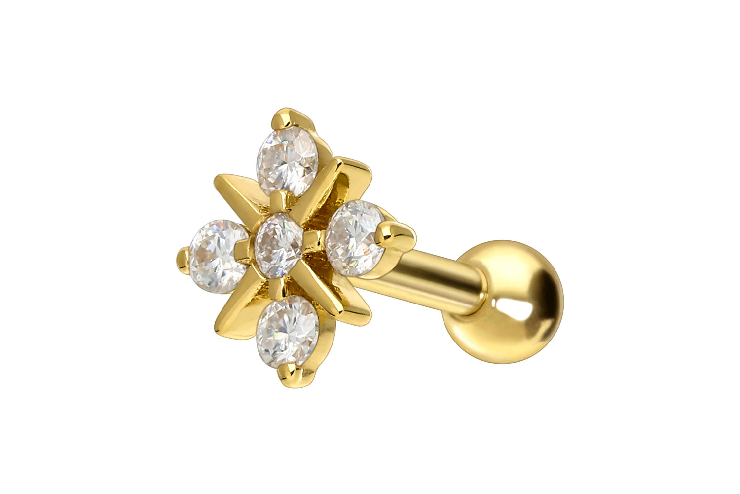 14/18 Karat Gold Ohrpiercing MOISSANIT-STERN